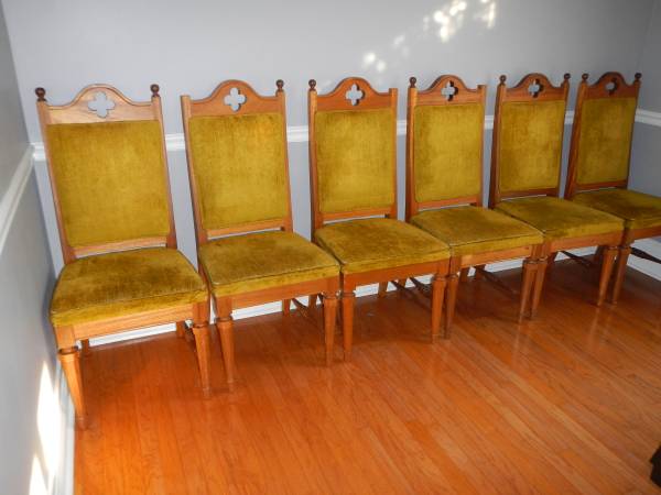 Set of 6 Vintage Dining Chairs $125 - These chairs need a bit of tlc but could be a great set once refinished. 
