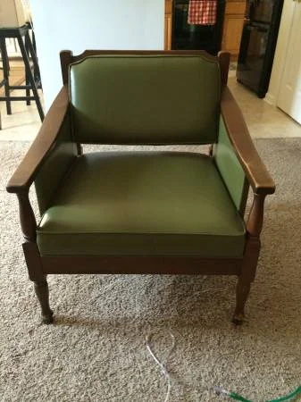 Pair of Chairs $30 - These chairs have a lot of potential, if you like the green you could modernize these by simply painting the wood. 