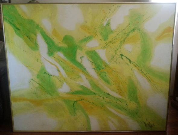 Lee Reynolds Abstract Painting $60 This is a signed painting by Lee Reynolds from the 1960's. I love the colors and design of this and think it could fit in a lot of different rooms. Based on what I can find online about Lee Reynolds this may or may not be his piece, could be one of his students' pieces but I still think its a great composition and a large piece of original art for $60. View on Craigslist 