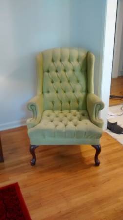 Pair of Tufted Wingback Chairs $125 This is a great pair. I would paint the legs white and throw some pillows like these on the chairs. View on Craigslist 
