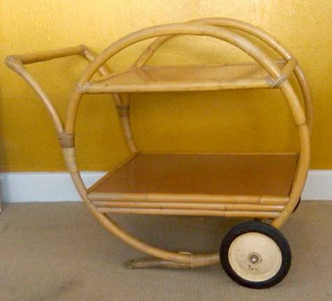 Vintage Bamboo/Rattan Tea Cart $125 This would make a great bar cart - leave as is or paint a fun color. I don't love the wheels on it but I think they could be painted or changed out. I found a very similar cart for sale on 1stdibs for $1,275. View on Craigslist 