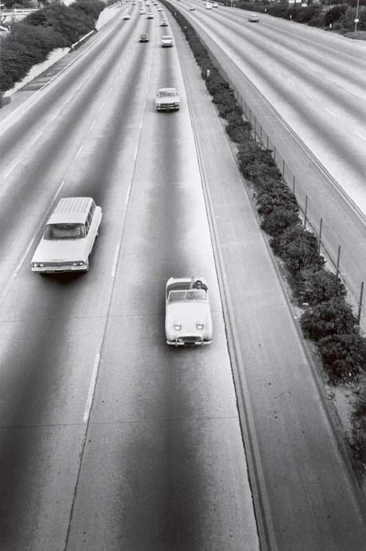 Bruce Davidson, Sports Cars from Freeway Overpass, LA , 1964