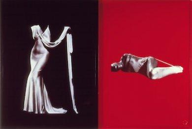 Sarah Charlesworth, Figures , 1983, 2 silver dye-bleach prints, Gift of the Frederick R. Weisman Art Foundation, © Sarah Charlesworth