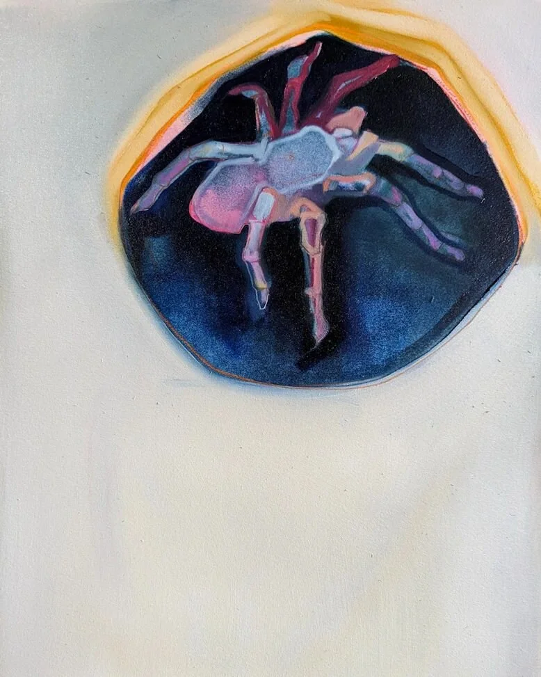A spider idea. #oilonpaper #figurativeart #contemporarypainting #tarantula