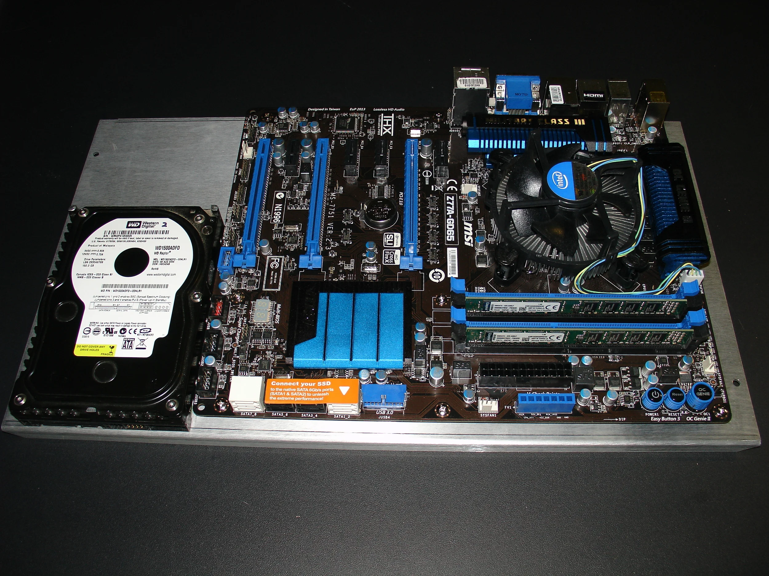 Mounted Hard Drive and ATX Motherboard