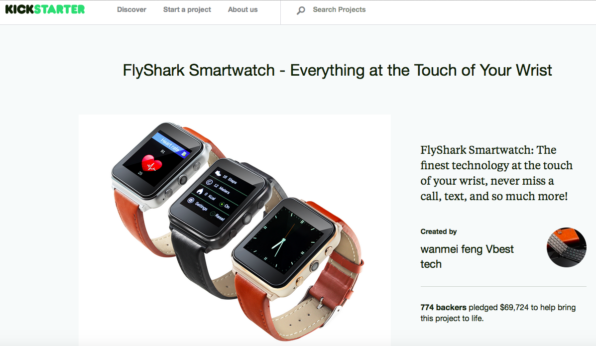 The Flyshark smartwatch campaign achieved over 600% of its goal!