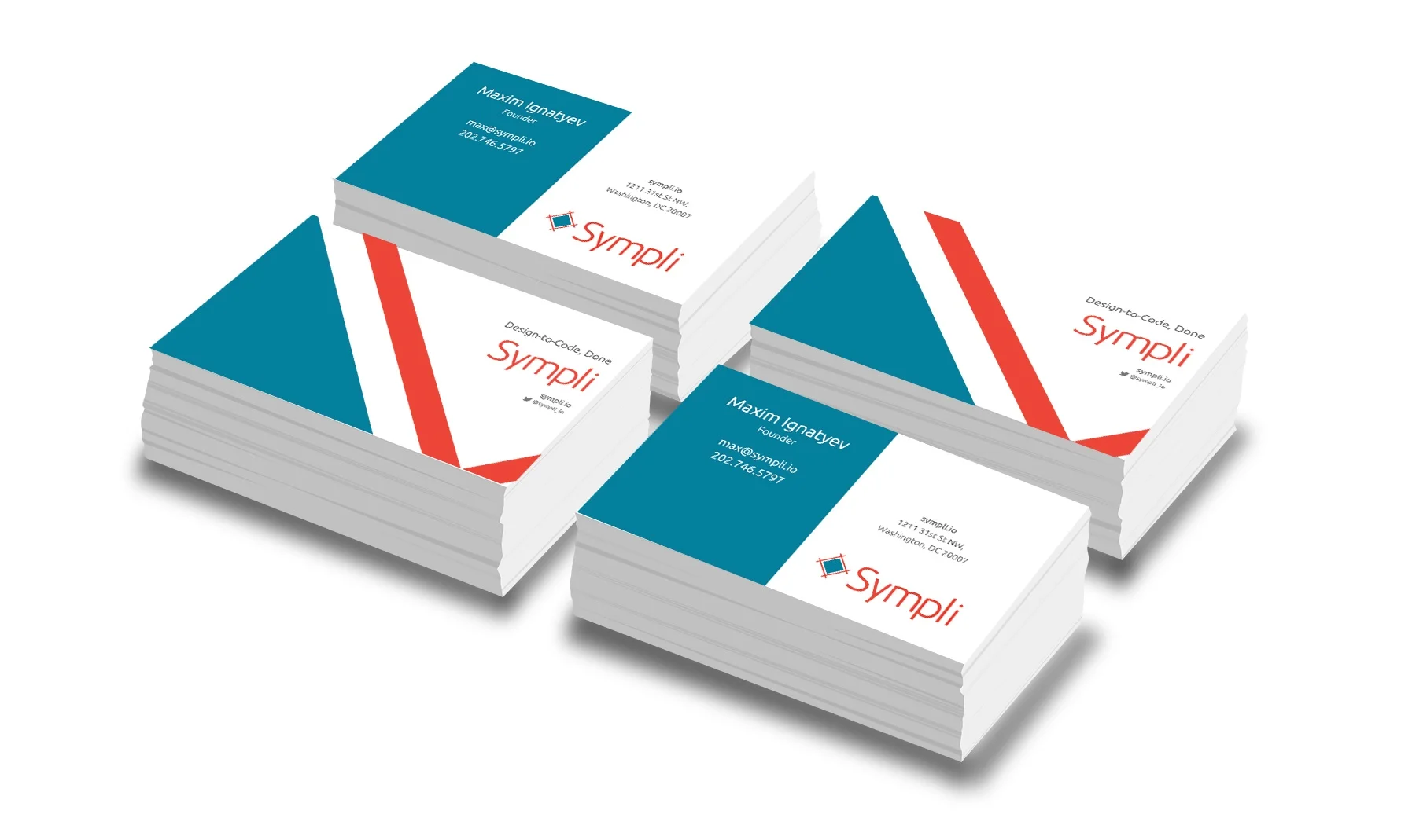 Business card design and printing for Sympli CEO and team members