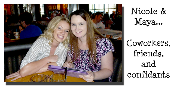 Southgate Coins employees Nicole Hoff and Maya Jones bidding each other farewell at company dinner