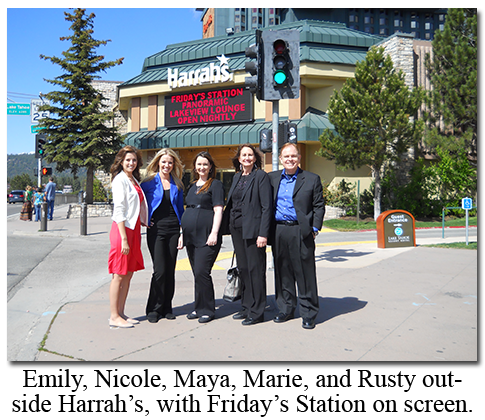 Southgate Coins employees and owners Rusty and Marie Goe stand outside Harrah's in Tahoe