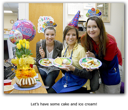 Southgate Coins employees uphold coin shop company tradition with birthday cake and ice cream