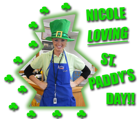 Southgate Coins employee Nicole Hoff dressed up for St. Patrick's Day