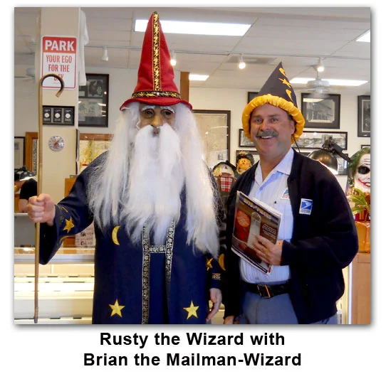 Southgate Coins owner and longtime mailman and friend, Brian, pose on Halloween 2011