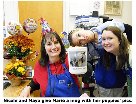 Marie gets Yorkie mug for her Birthday at Southgate