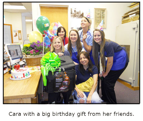 Cara with her birthday tote at Southgate Coins