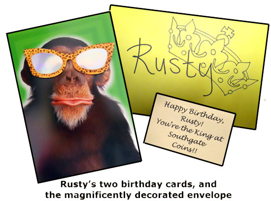 Southgate Coins employees honor store owner Rusty Goe on his birthday