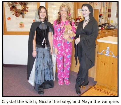Southgate staffers Crystal, Nicole, and Maya show their Halloween spirit