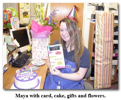 Maya receives her birthday card at Southgate Coins