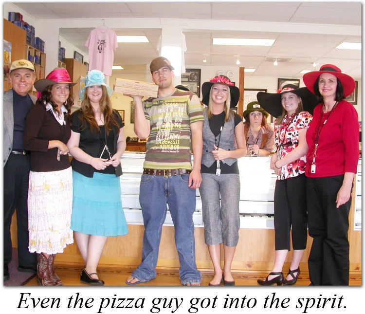 Even the pizza guy gets in on the horse racing action at Southgate Coins