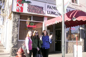 Maya, Amy, and Marie in front of Louis’ Basque Corner