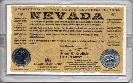 The reverse of the souvenir set for the Nevada Statehood Quarter