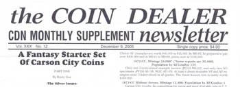 The header of the Coin Dealer Newsletter monthly edition