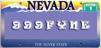 A silver-themed license plate design for a coin shop worker