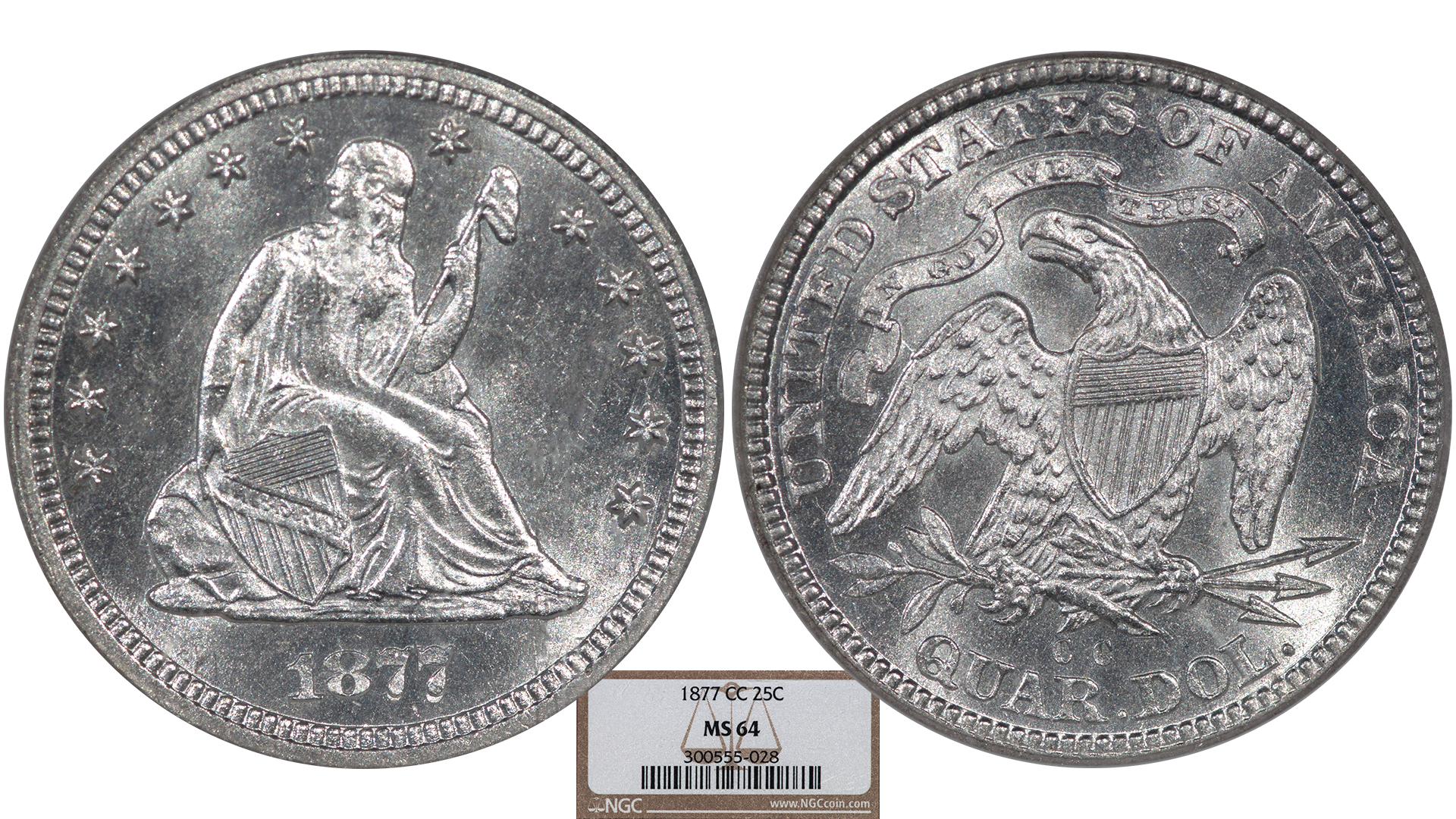 1877-cc Liberty Seated Quarter Dollar 25c Southgate Coins