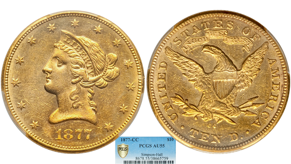 1877-CC Gold Eagle PCGS AU-55 — Southgate Coins