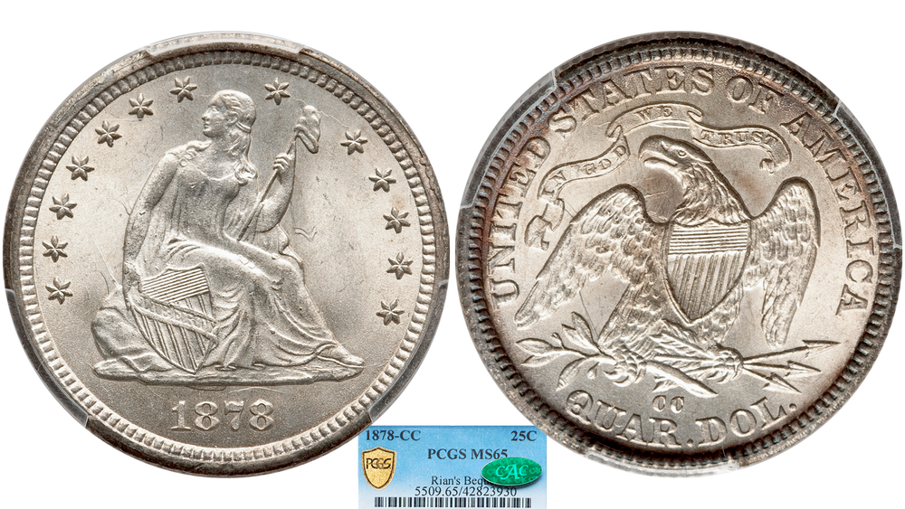 1878-CC Liberty Seated Quarter PCGS MS-65 CAC Southgate Coins