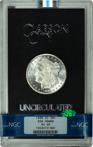 1885-CC GSA Morgan Silver Dollar NGC MS-65 CAC — Southgate Coins