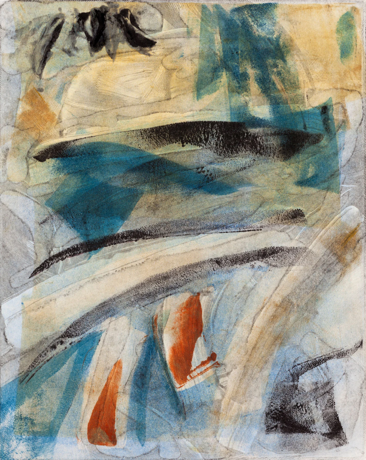 The Mandarin , 2013, monoprint, 8 x 10", SOLD