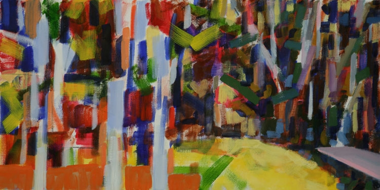   Yellow Pond , 2010, oil on canvas, 15 x 30" 