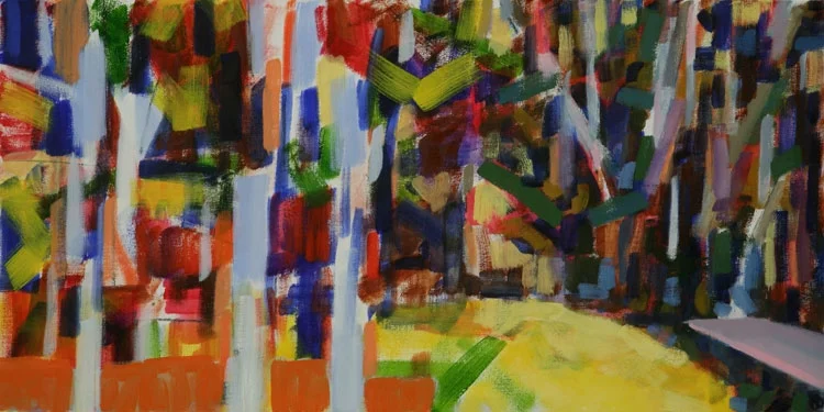 Yellow Pond , 2010, oil on canvas, 15 x 30"