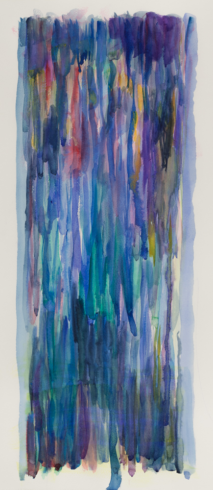   Blue rain , 2014, watercolor on paper, 18 x 24" 