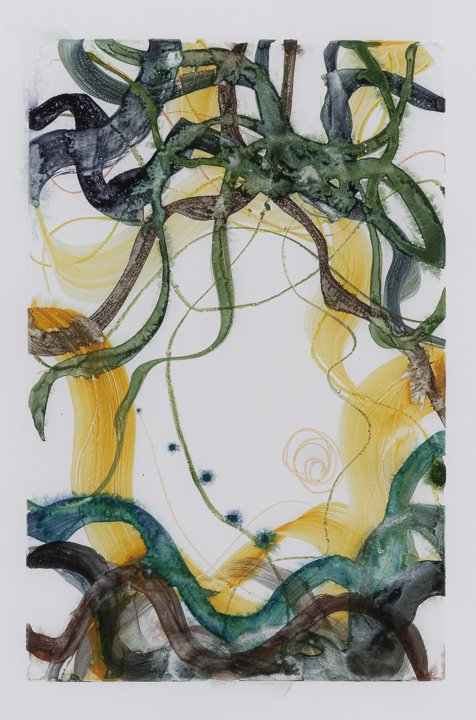 Untitled, Watercolor Monoprint, image: 8 1/2" x 5 1/2" on paper: 11" x 7 3/4"