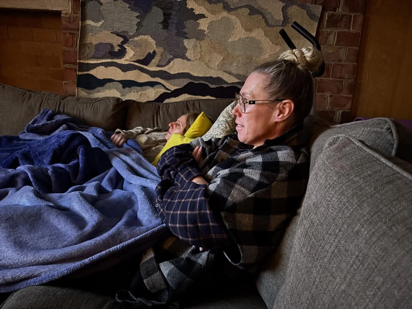 Watching the Olympic downhill and Super G with my sister. I was only a middling ski racer as a kid but Susan was very gifted. We both were coached A LOT growing up and still feel skiing very viscerally. Susan quit racing before she was old enough for