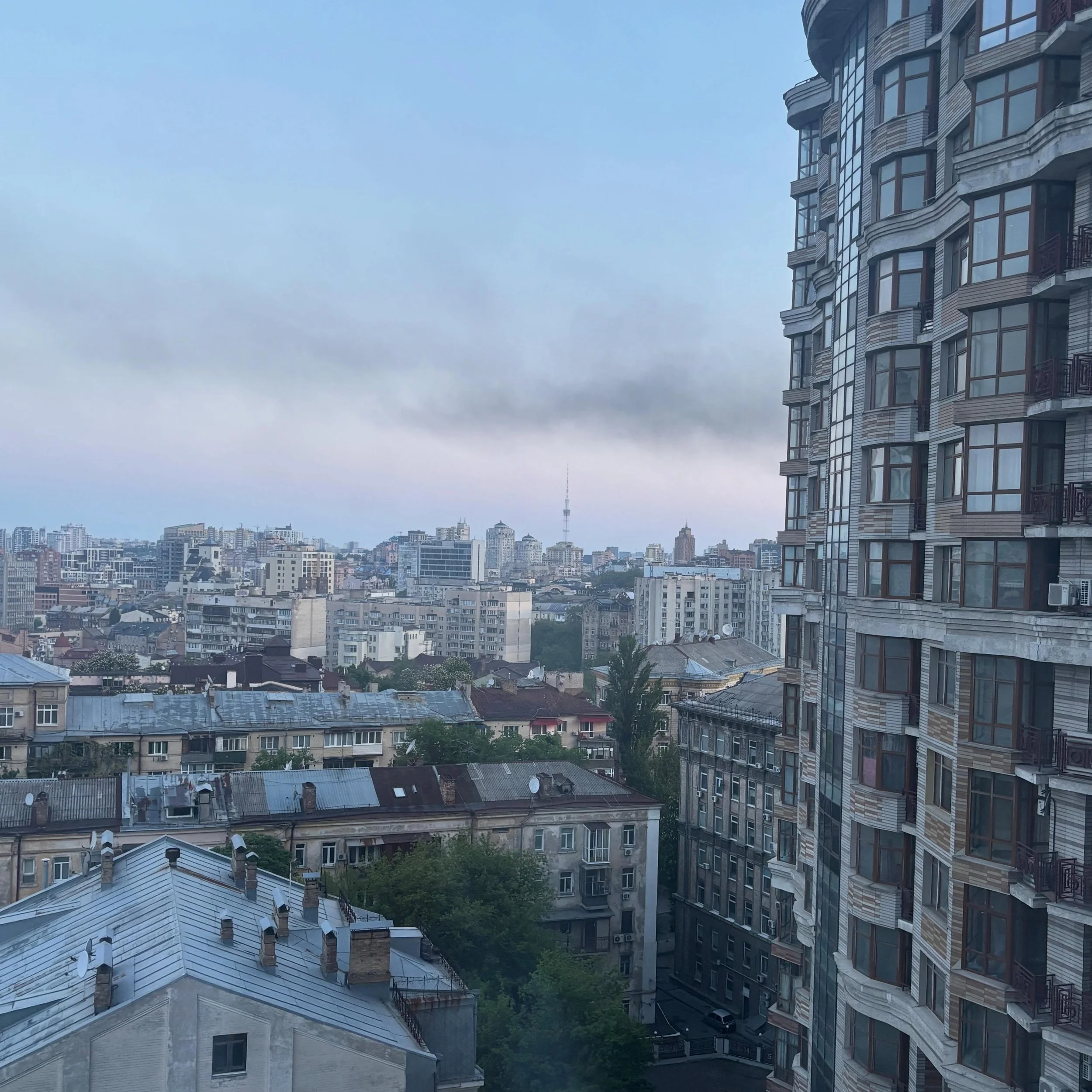 Just got back to my room and it smells like smoke, on the tenth floor. Then I see there&rsquo;s smoke in the sky but I can&rsquo;t see the source.
