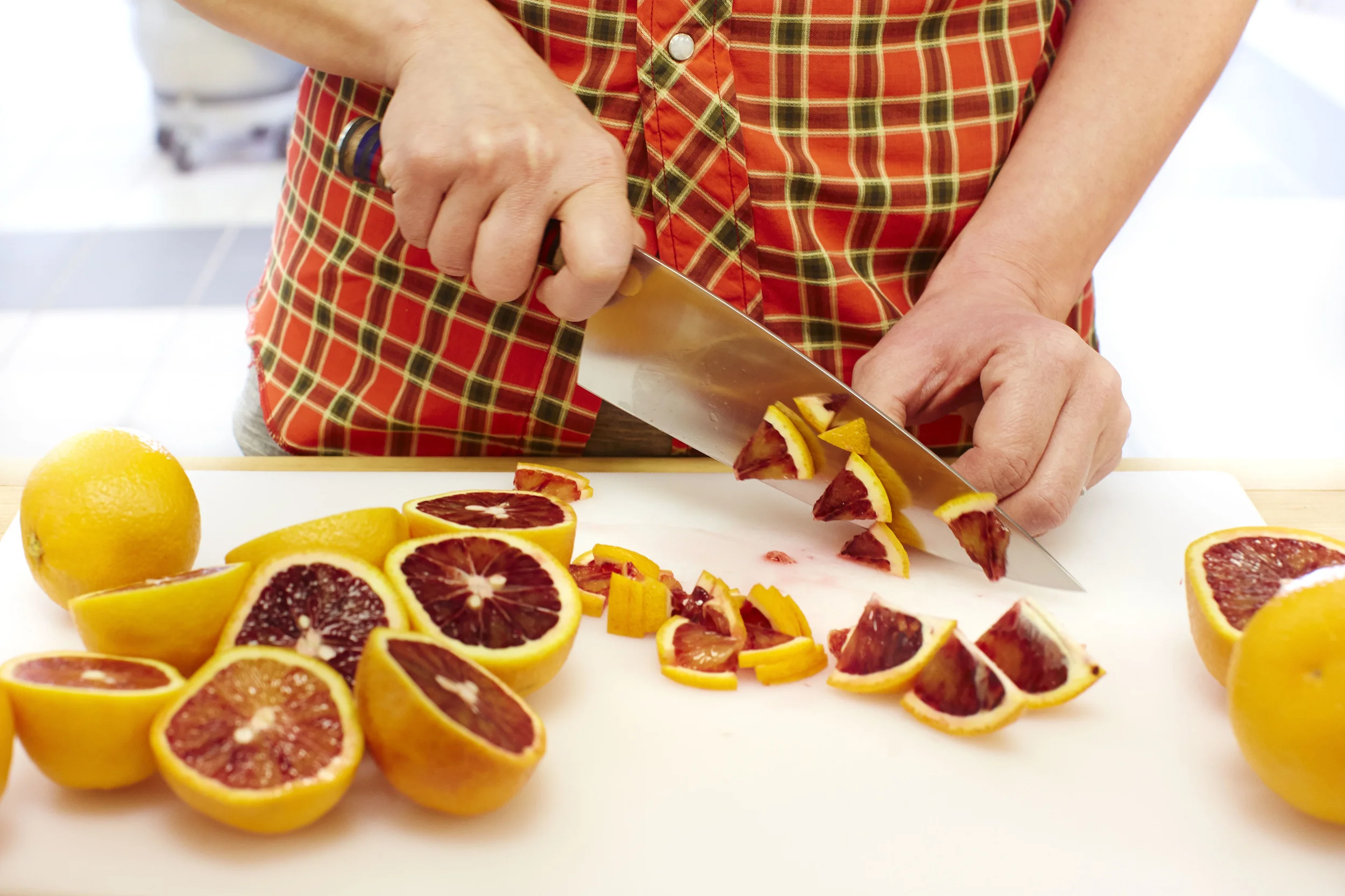 A lot of cutting for the Blood Orange Whiskey Marmalade.