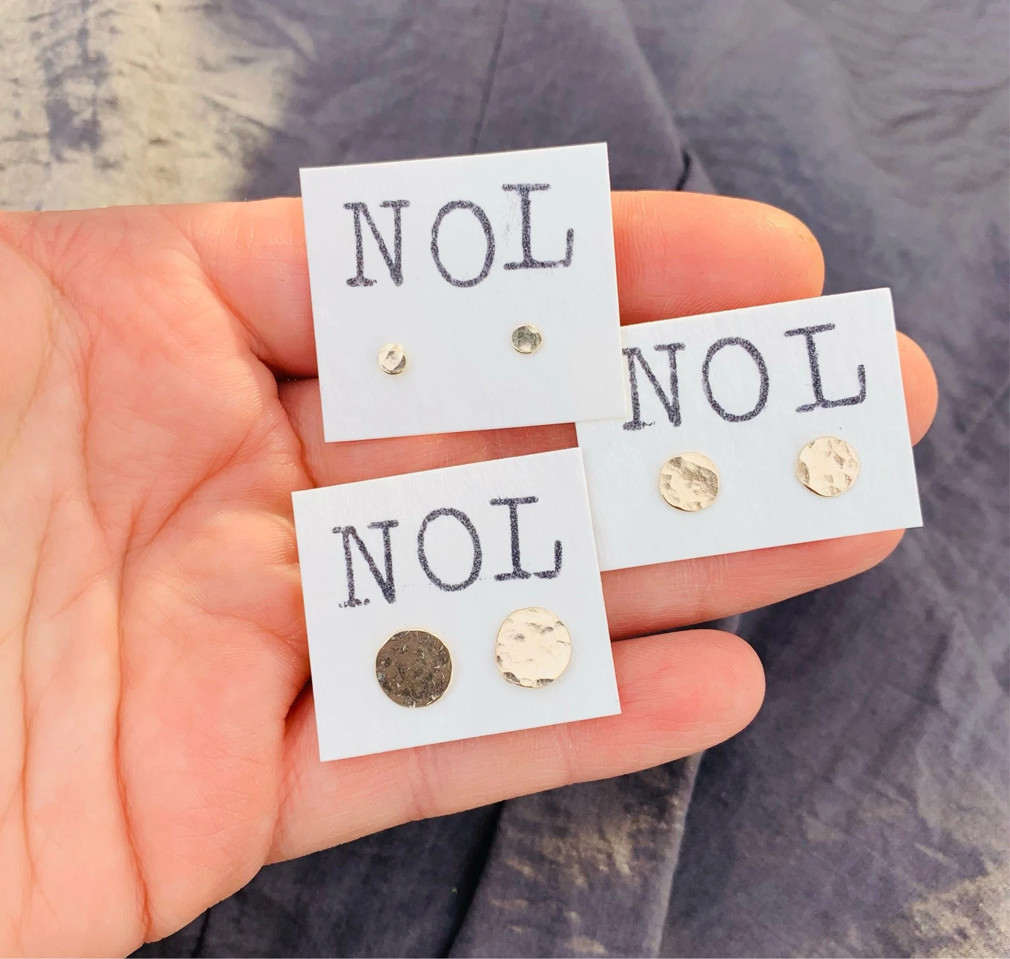 handmade gold studs 14k GF hammered studs simple earrings