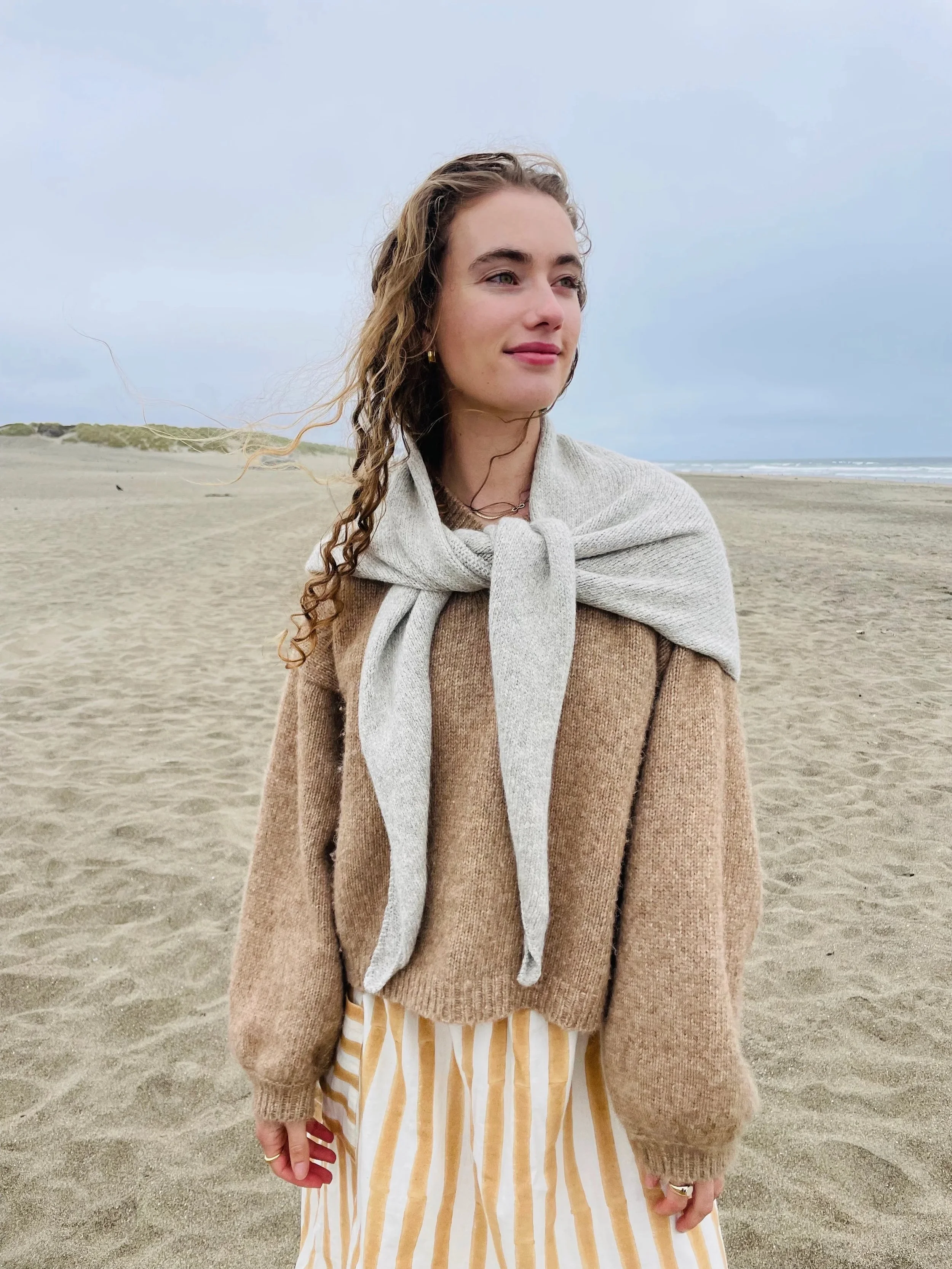 Hand-Loomed Alpaca Shawl, Silver