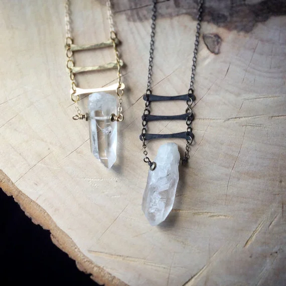 Iron Oxide Quartz Light & Dark Quartz Crystal Ladder Pendant
