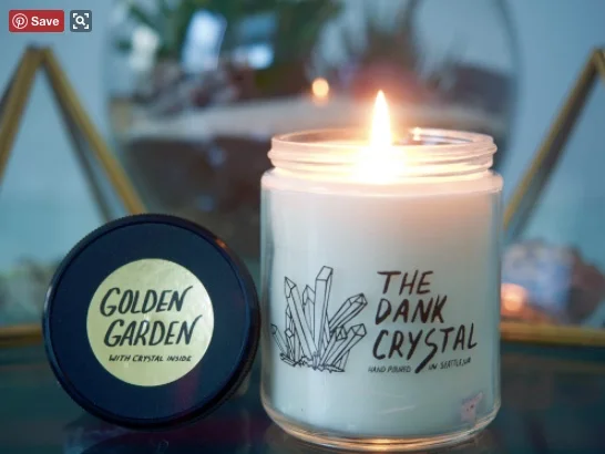 The Dank Crystal "Golden Garden" Soy Candle w/Hidden Crystal