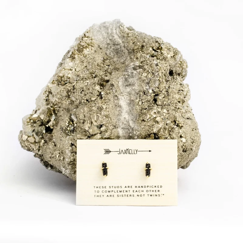 JaxKelly Black Bar Druzy Studs