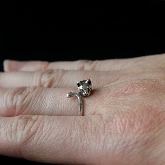 Moon Raven Designs Silver Kitty Cat Rings