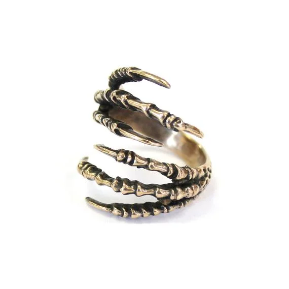 Moon Raven Designs Double Raven Claw Ring in Bronze