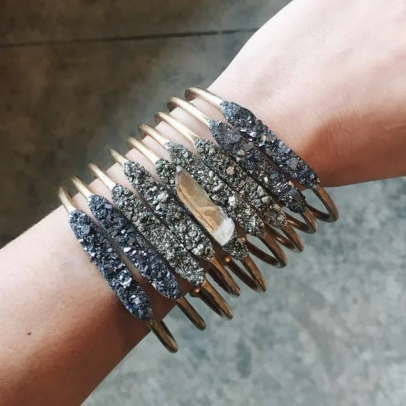Dea Dia Raw Pyrite and Brass Cuff