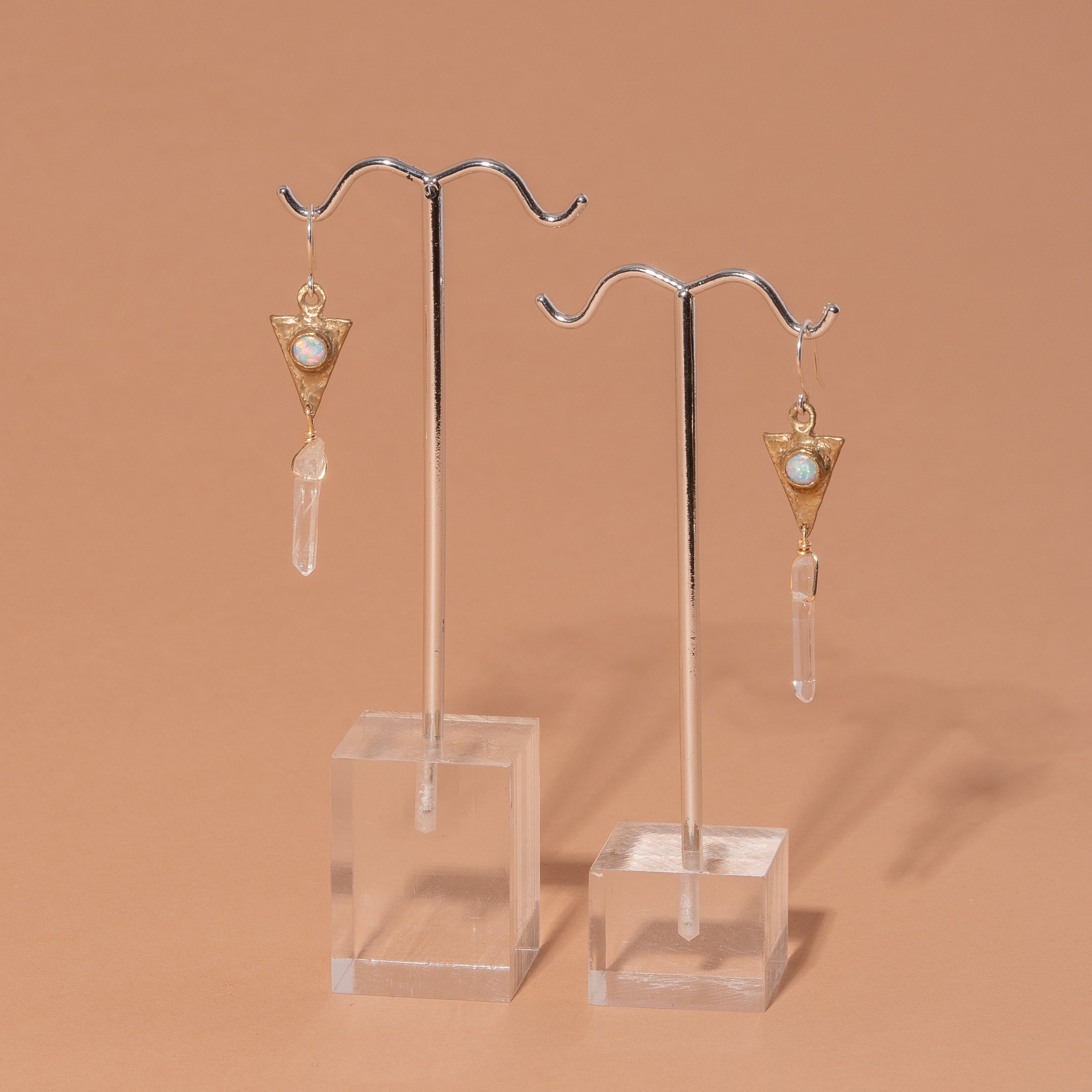 Iron Oxide Dart & Crystal Drop Earrings