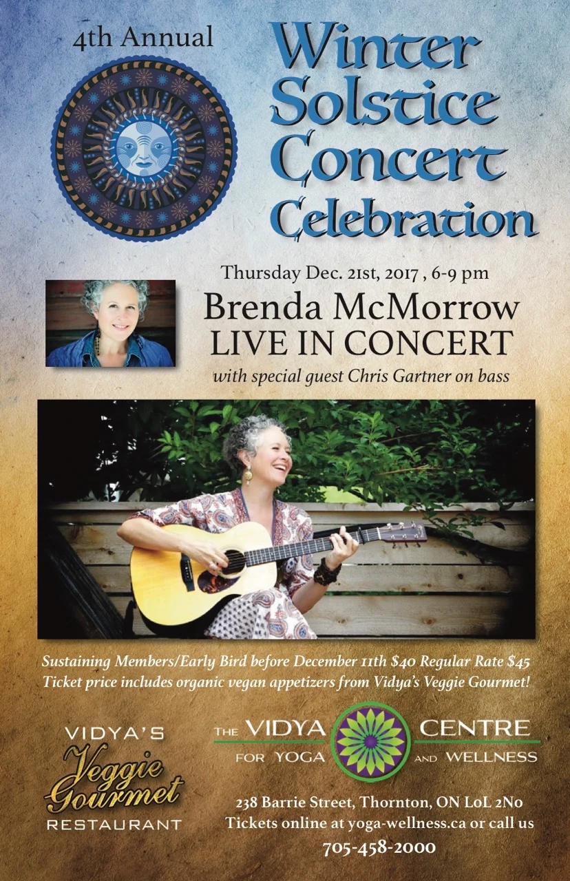 Fill your belly with delicious appetizers from Vidya's, and fill your heart with the beautiful sounds of Brenda McMorrow and her bassist Chris Gartner! We are excited. Come hungry and enjoy the good vibes here at Vidya's. Email for questions Scroll down to purchase your tickets and to learn more about Brenda!