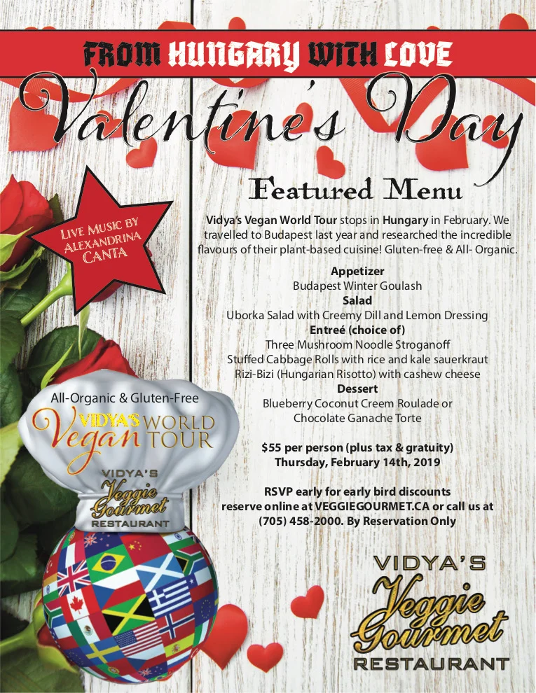 Evening will include live music with Alexandrina Canta! *regular menu available by pre-order Please call us to make your reservation or email us with your phone information and we will call you for pre-payment and entree choices.