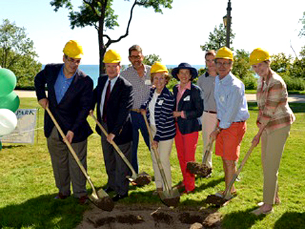 On August 3, 2013 residents and project supporters attended the Forest Park Groundbreaking Ceremony. It was a picture-perfect morning and guests enjoyed the restored vistas while Mayor Don Schoenheider and President Ralph Gesualdo shared the upcoming plans for this historic lakefront park.